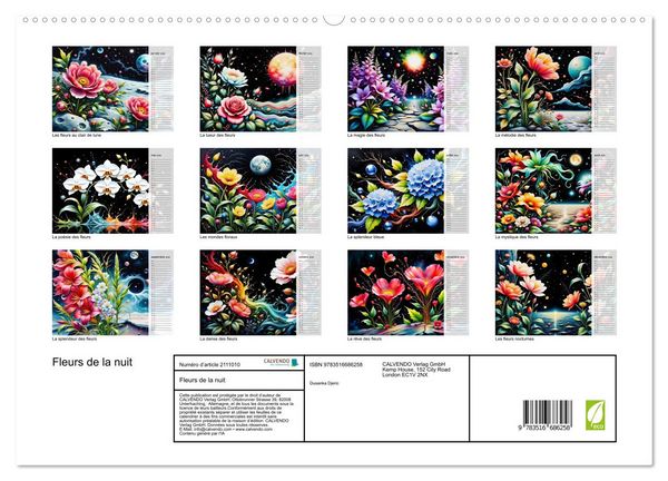 Produktbild: Fleurs de la nuit (Calendrier mural 2026 DIN A2 vertical) calendrier de bureau