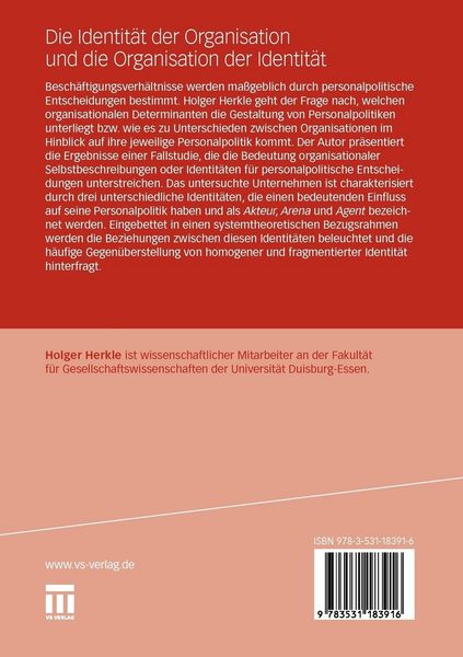 Produktbild: Die Identit&auml;t der Organisation und die Organisation der Identit&auml;t