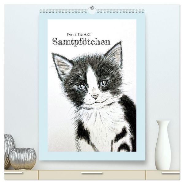 Produktbild: PortraiTierART Samtpf&ouml;tchen (hochwertiger Premium Wandkalender 2026 DIN A2 hoch), Kunstdruck in Hochglanz