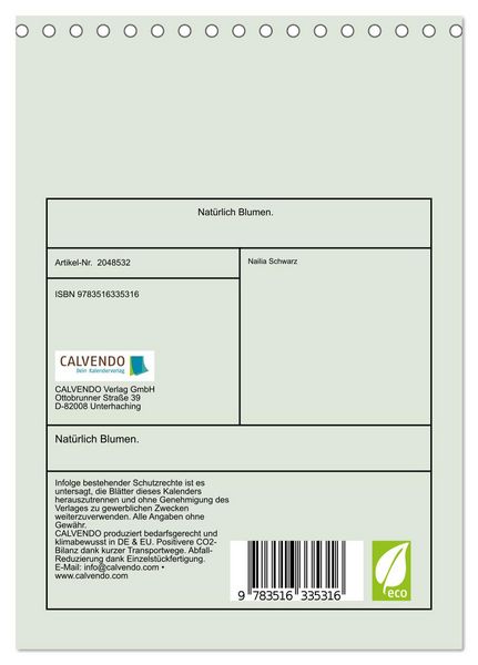 Produktbild: Nat&uuml;rlich Blumen. (Tischkalender 2026 DIN A5 hoch), CALVENDO Monatskalender
