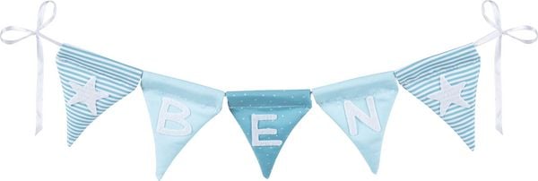 Produktbild: Buchstabenwimpelkette blau, mit 10 Wimpeln