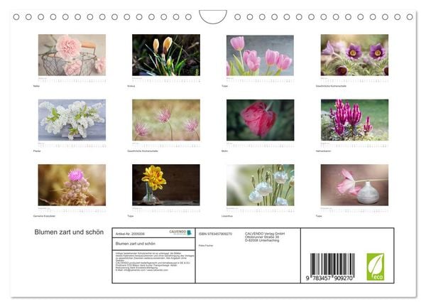Produktbild: Blumen zart und sch&ouml;n (Wandkalender 2026 DIN A4 quer), CALVENDO Monatskalender