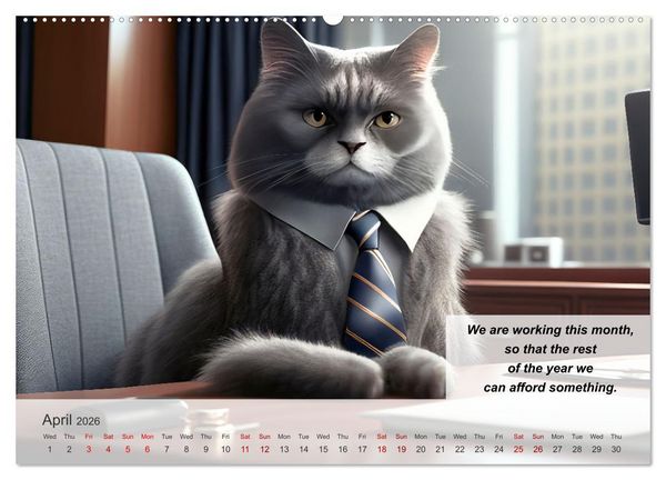 Produktbild: The humoristic cat guide (Wall Calendar 2026 DIN A2 landscape), CALVENDO 12 Month Wall Calendar