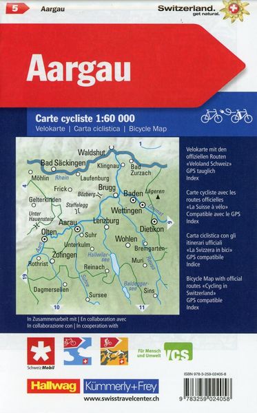 KuF Schweiz Radkarte 05 Aargau 1 : 60 000