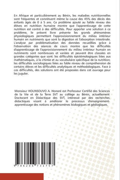 Produktbild: Nutrition humaine: difficult&eacute;s d'apprentissage