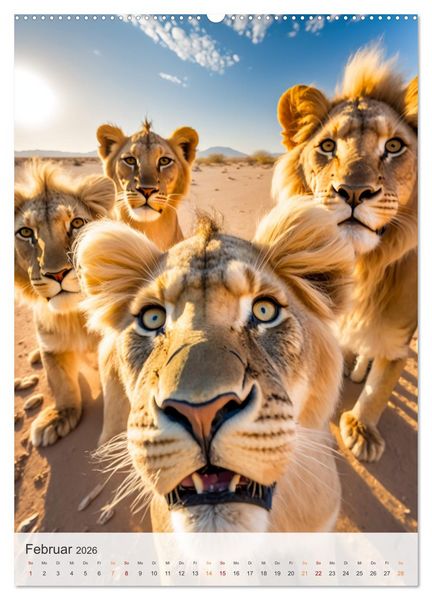 Produktbild: Lustige Tier-Selfies (hochwertiger Premium Wandkalender 2026 DIN A2 hoch), Kunstdruck in Hochglanz