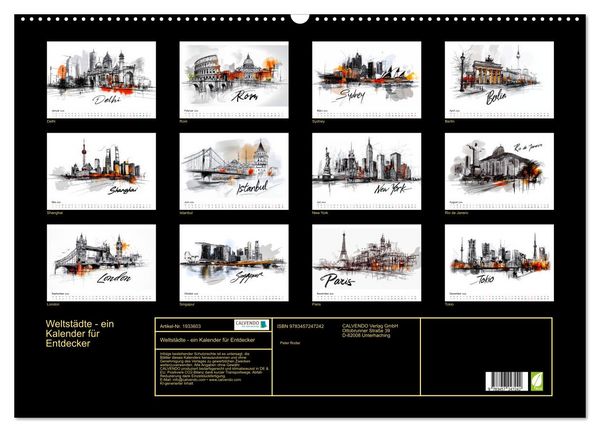 Produktbild: Weltst&auml;dte - ein Kalender f&uuml;r Entdecker (Wandkalender 2026 DIN A2 quer), CALVENDO Monatskalender