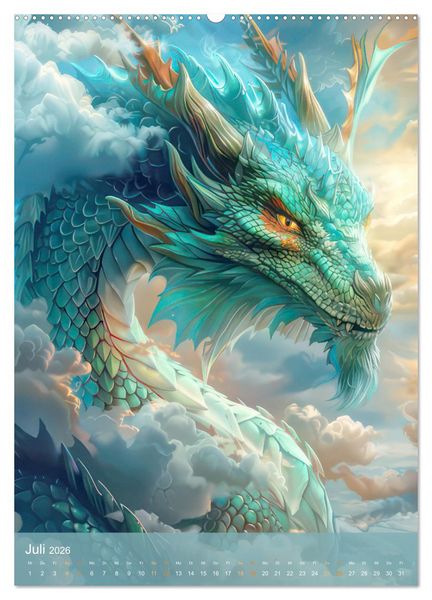 Produktbild: Drachen - Im Fantasieland gesichtet (hochwertiger Premium Wandkalender 2026 DIN A2 hoch), Kunstdruck in Hochglanz