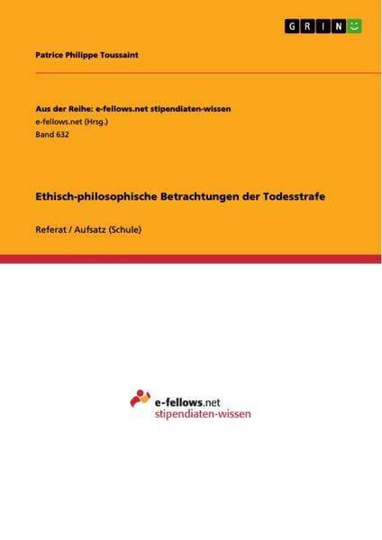 Produktbild: Ethisch-philosophische Betrachtungen der Todesstrafe