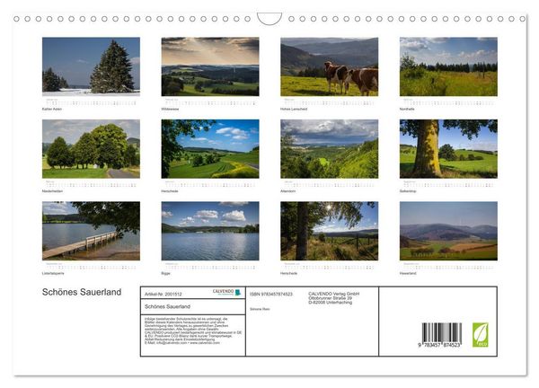 Produktbild: Sch&ouml;nes Sauerland (Wandkalender 2026 DIN A3 quer), CALVENDO Monatskalender