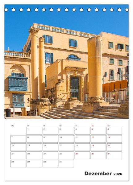 Produktbild: Valletta - K&uuml;stenstadt mit Charme (Tischkalender 2026 DIN A5 hoch), CALVENDO Monatskalender
