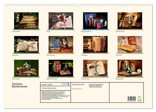 Produktbild: Tierische B&uuml;chernarren (Wandkalender 2026 DIN A2 quer), CALVENDO Monatskalender