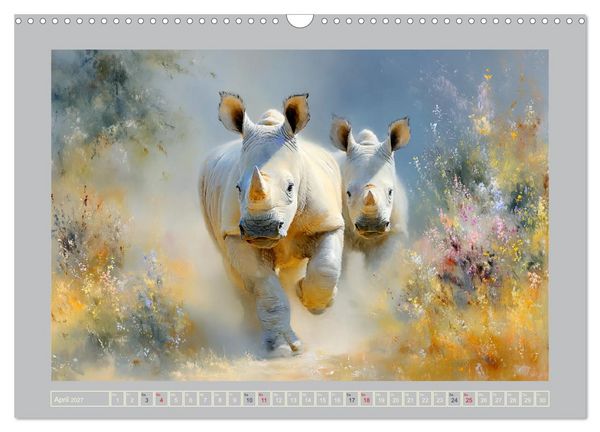 Produktbild: Nash&ouml;rner. M&auml;chtige Rhinos in der Grassavanne (Wandkalender 2027 DIN A3 quer), CALVENDO Monatskalender