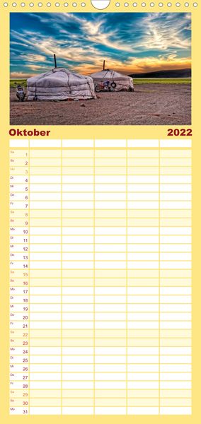 Produktbild: Familienplaner Reise durch Asien - Mongolei (Wandkalender 2022 , 21 cm x 45 cm, hoch)