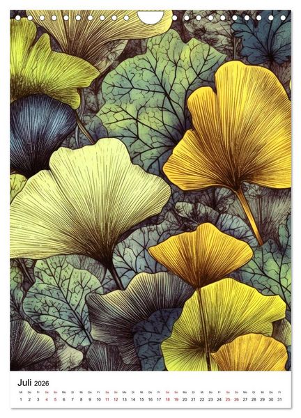 Produktbild: Ginkgo Biloba Sch&ouml;nheit (Wandkalender 2026 DIN A4 hoch), CALVENDO Monatskalender