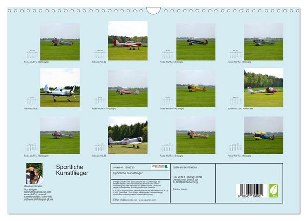 Produktbild: Sportliche Kunstflieger (Wandkalender 2026 DIN A3 quer), CALVENDO Monatskalender