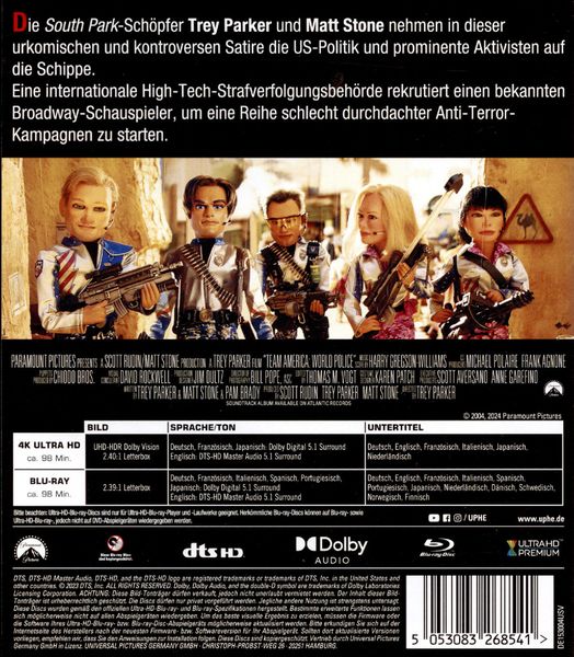 Produktbild: Team America: World Police (4K Ultra HD) + (Blu-ray)