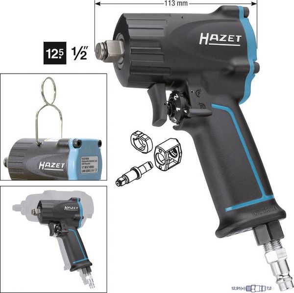 Produktbild: Hazet 9012M Druckluft-Schlagschrauber Werkzeugaufnahme: 1/2" (12.5 mm) Au&szlig;envierkant Drehmoment (max.): 678 Nm