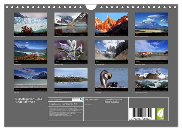 Produktbild: S&uuml;dpatagonien &ndash; das "Ende" der Welt (Wandkalender 2026 DIN A4 quer), CALVENDO Monatskalender