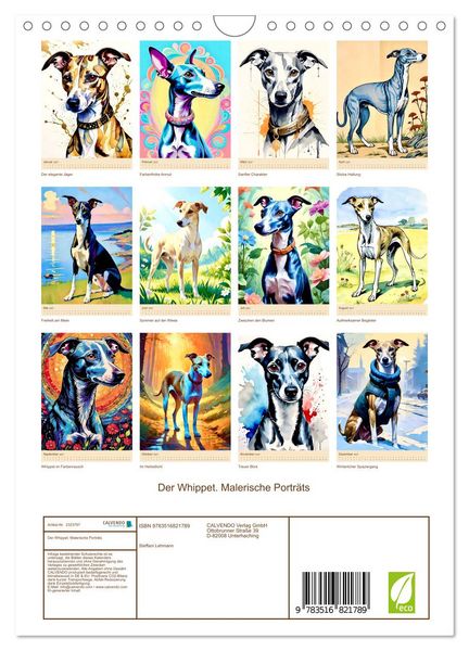Produktbild: Der Whippet. Malerische Portr&auml;ts (Wandkalender 2027 DIN A4 hoch), CALVENDO Monatskalender
