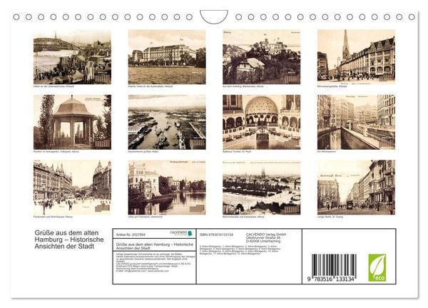 Produktbild: Gr&uuml;&szlig;e aus dem alten Hamburg &ndash; Historische Ansichten der Stadt (Wandkalender 2026 DIN A4 quer), CALVENDO Monatskalender