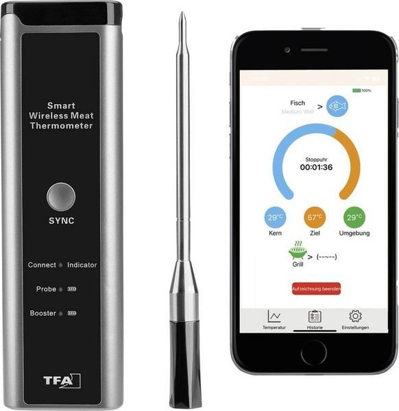 TFA Dostmann Kabelloses BBQ Fleischthermometer SMART 