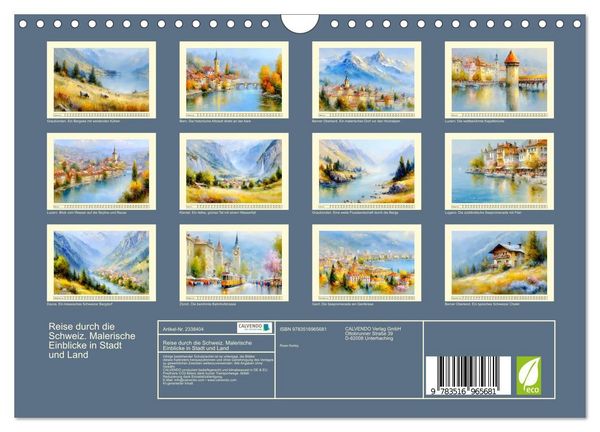 Produktbild: Reise durch die Schweiz. Malerische Einblicke in Stadt und Land (Wandkalender 2027 DIN A4 quer), CALVENDO Monatskalender