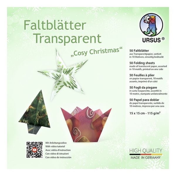 Produktbild: URSUS Faltbl&auml;tter Transparent Cosy Christmas, 15 x 15 cm, 50 Blatt