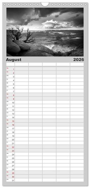 Produktbild: Familienplaner 2026 - Monochrome Wonders mit 5 Spalten (Wandkalender, 21 x 45 cm) CALVENDO