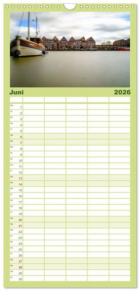 Produktbild: Familienplaner 2026 - Ein Blick auf Leer (Ostfriesland) mit 5 Spalten (Wandkalender, 21 x 45 cm) CALVENDO