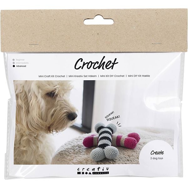 Produktbild: Creativ Company DIY Sets Stricken & H&auml;keln Mini Kreativ Set H&auml;keln , Hundeknochen, Kreativ Box