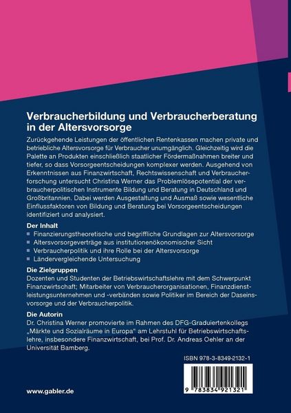 Produktbild: Verbraucherbildung und Verbraucherberatung in der Altersvorsorge