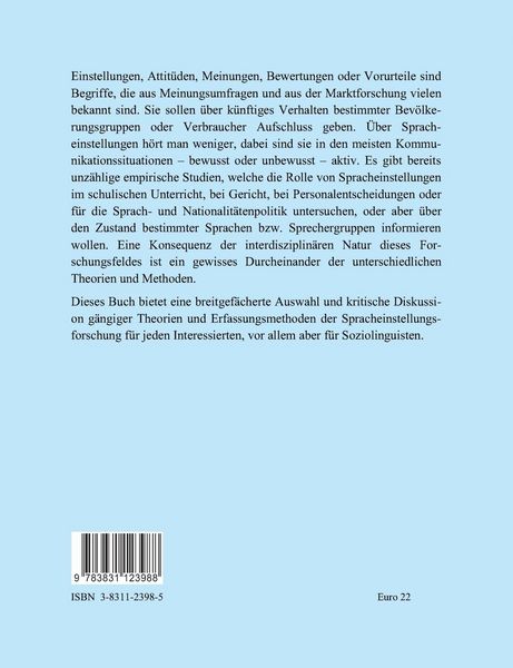 Produktbild: Spracheinstellungen.Theorie und Messung