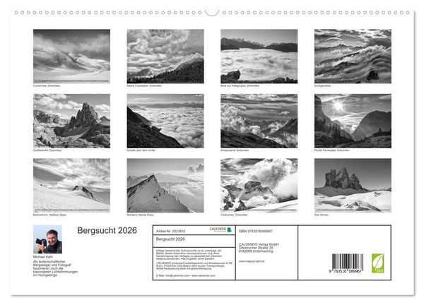 Produktbild: Bergsucht 2026 (hochwertiger Premium Wandkalender 2026 DIN A2 quer), Kunstdruck in Hochglanz