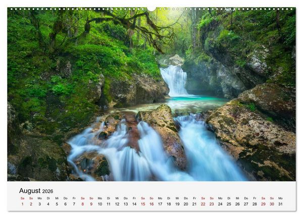 Produktbild: Naturschauspiel Wasserfall: Europas flie&szlig;ende Kunstwerke (Wandkalender 2026 DIN A2 quer), CALVENDO Monatskalender