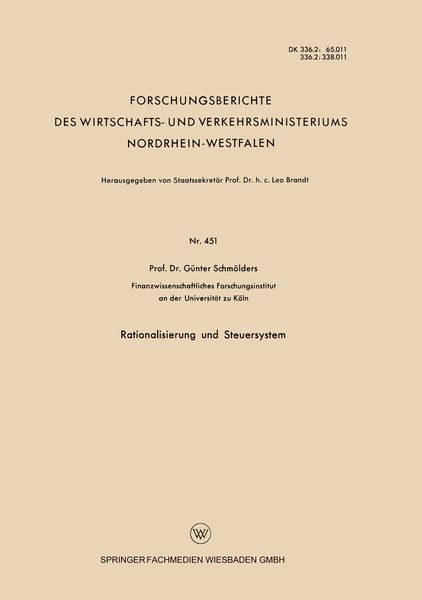 Produktbild: Rationalisierung und Steuersystem