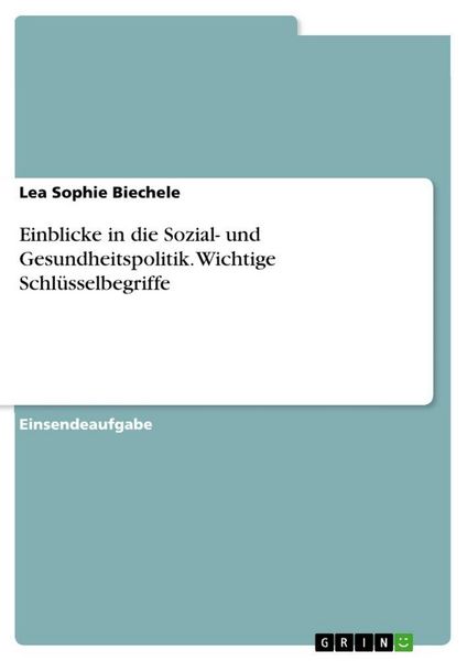 Produktbild: Einblicke in die Sozial- und Gesundheitspolitik. Wichtige Schl&uuml;sselbegriffe
