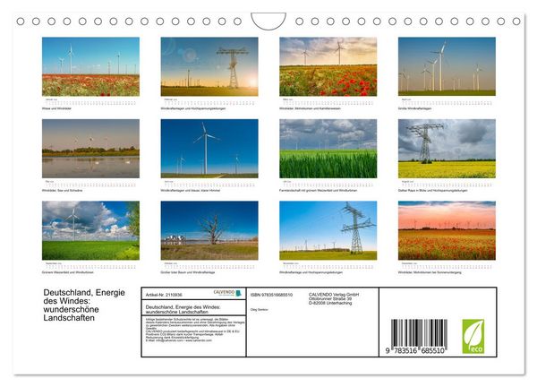 Produktbild: Deutschland, Energie des Windes: wundersch&ouml;ne Landschaften (Wandkalender 2026 DIN A4 quer), CALVENDO Monatskalender