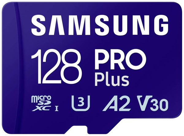 Samsung PRO Plus microSDXC-Karte 128 GB A2 Application Performance Class, v30 Video Speed Class, UHS-I inkl. SD-Adapter