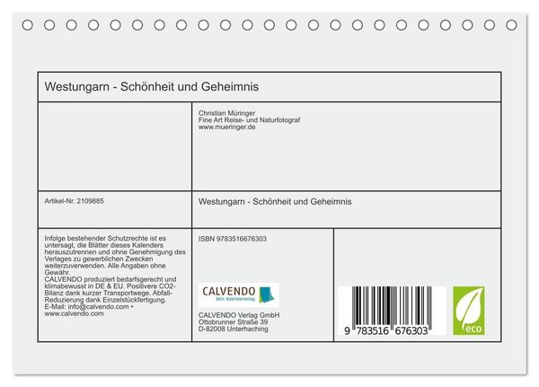 Produktbild: Westungarn - Sch&ouml;nheit und Geheimnis (Tischkalender 2026 DIN A5 quer), CALVENDO Monatskalender