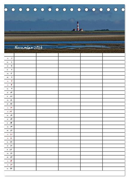 Produktbild: St. Peter Ording Familienplaner (Tischkalender 2026 DIN A5 hoch), CALVENDO Monatskalender