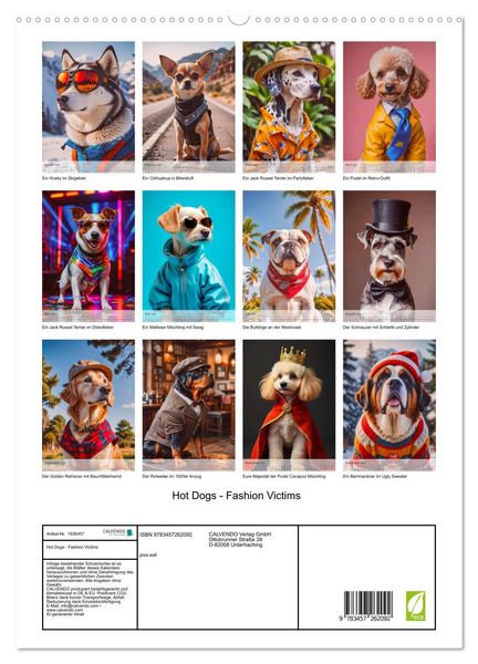 Produktbild: Hot Dogs - Fashion Victims (hochwertiger Premium Wandkalender 2026 DIN A2 hoch), Kunstdruck in Hochglanz