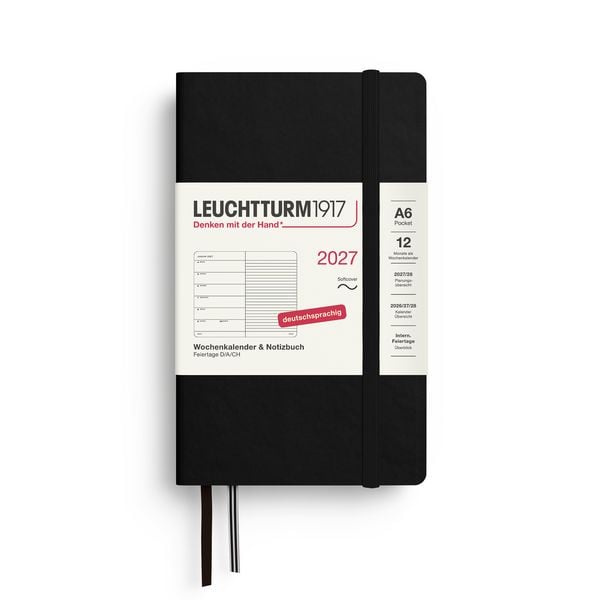Produktbild: Wochenkalender & Notizbuch Pocket (A6) 2027, Softcover, Schwarz, Deutsch