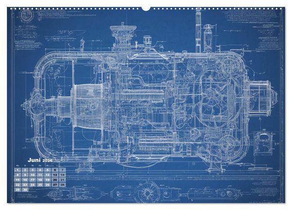 Produktbild: Steampunk - Blaupausen (Wandkalender 2026 DIN A2 quer), CALVENDO Monatskalender