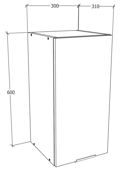 Produktbild: K&uuml;chenschrank B. 30 cm H&auml;ngeschrank K&uuml;che Fasola