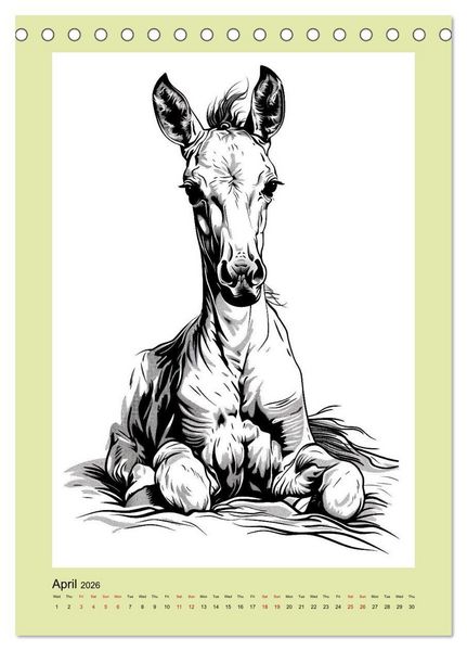 Produktbild: Sketchy Power Horses (Desk Calendar 2026 DIN A5 portrait), CALVENDO 12 Month DeskCalendar