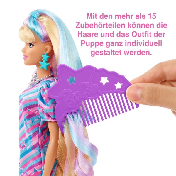 Barbie Totally Hair Puppe (blond) im Sternen-Print Kleid