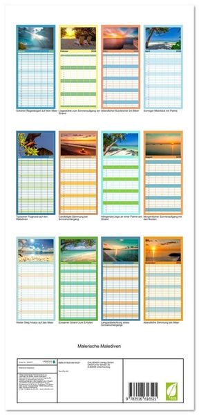 Produktbild: Familienplaner 2026 - Malerische Malediven mit 5 Spalten (Wandkalender, 21 x 45 cm) CALVENDO