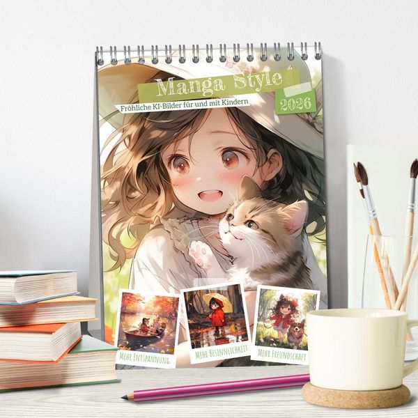 Produktbild: Manga Style Kinder (Tischkalender 2026 DIN A5 hoch), CALVENDO Monatskalender