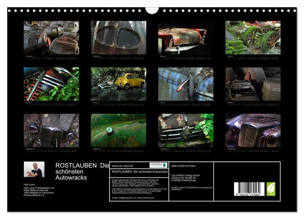 Produktbild: ROSTLAUBEN Die sch&ouml;nsten Autowracks (Wandkalender 2026 DIN A3 quer), CALVENDO Monatskalender
